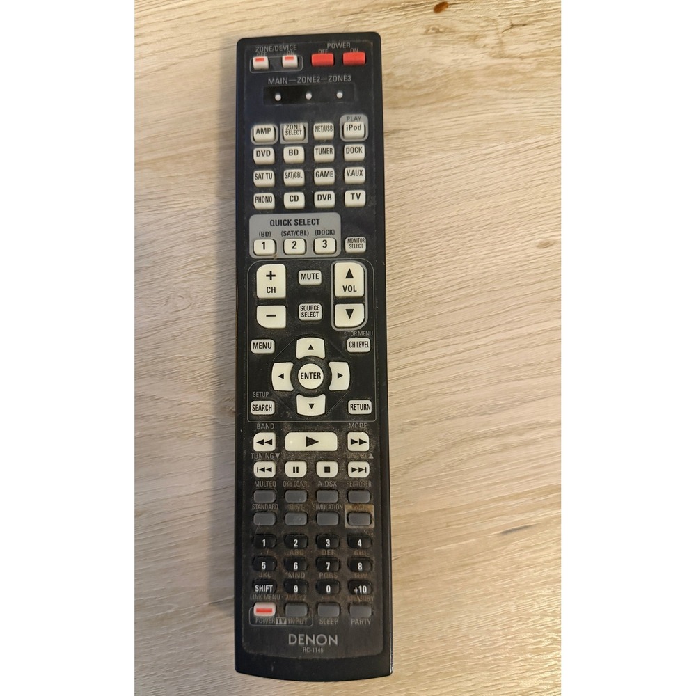 Denon RC-1146 Remote Control for AV Receiver Home Theater System Black Genuine